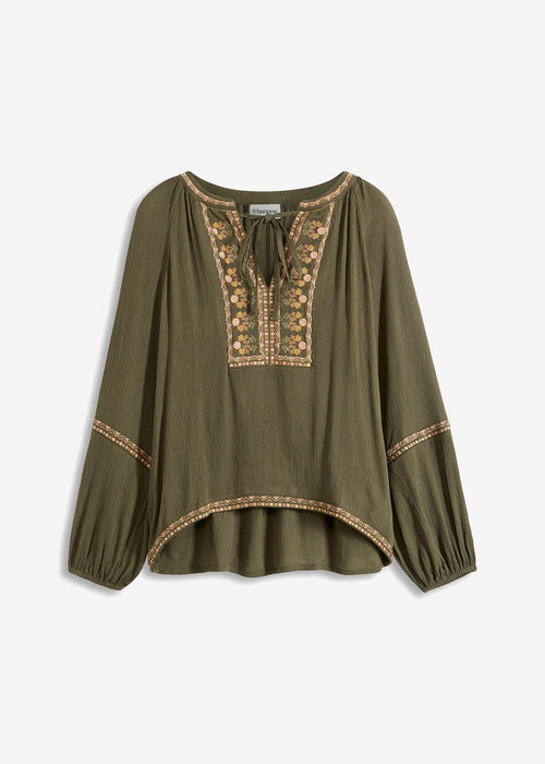 Bluza s vezom od materijala sa strukturom