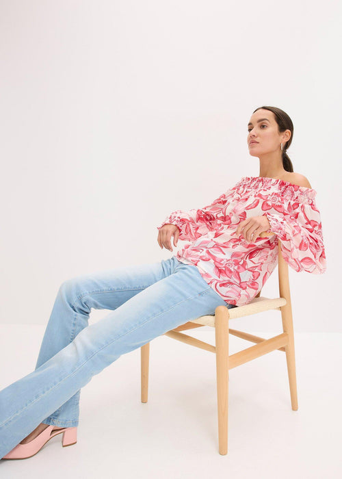 Bluza s uzorkom i carmen izrezom